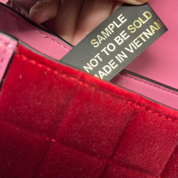 *RARE* MARC JACOBS The J Link Quilted Velvet & Leather Shoulder Bag - Pink & Red - Picture 11 of 14